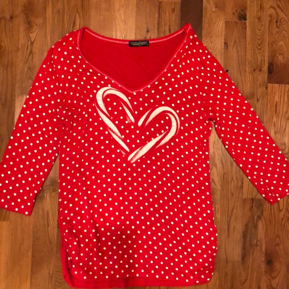 Adorable red and white polka dot top